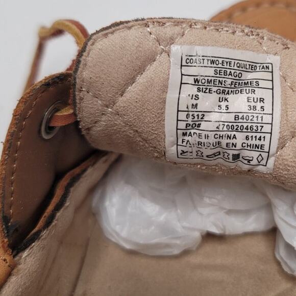 Sebago Women's Coast Two-Eye Quilted Boat Shoe,Quilted Tan, 8 M US - Picture 7 of 7